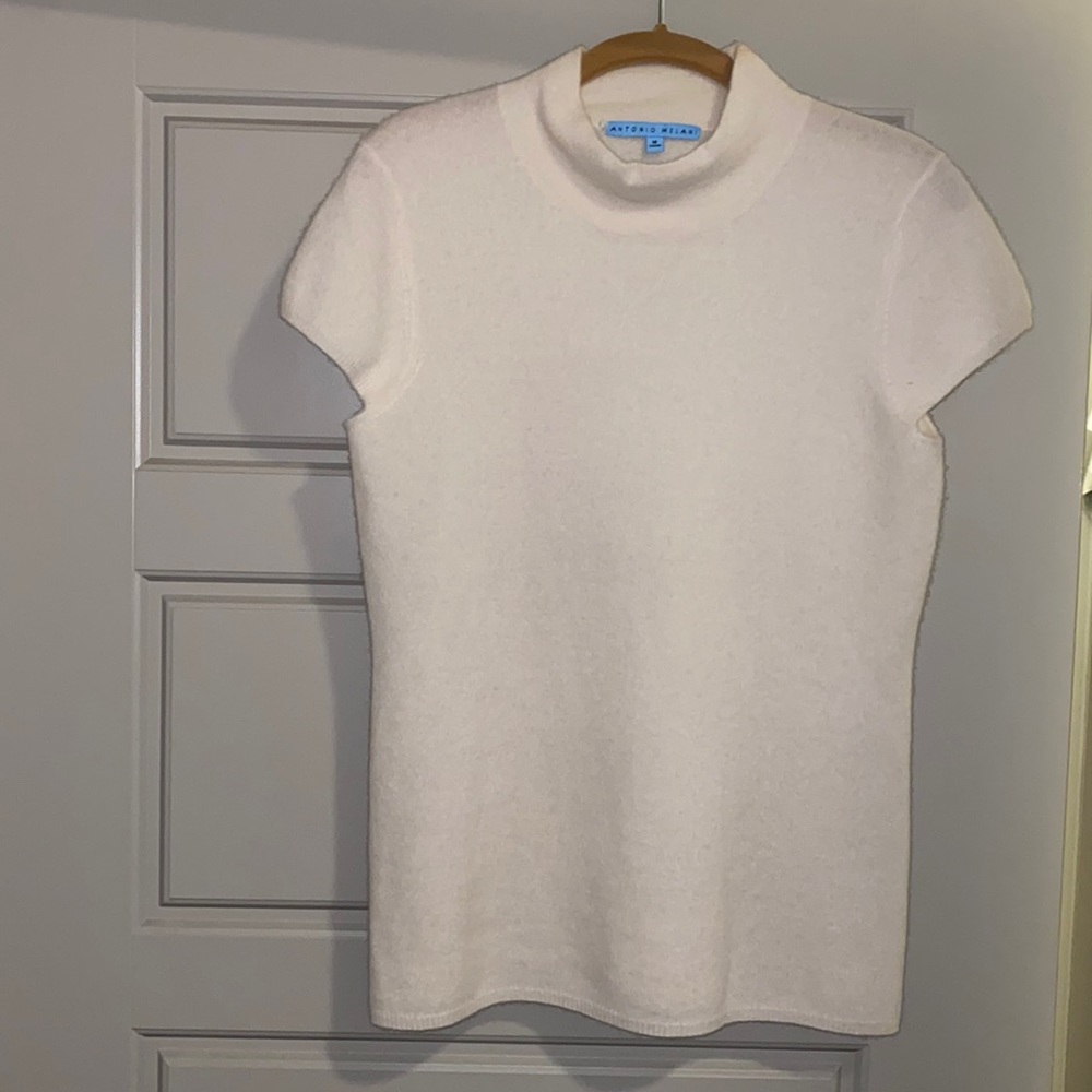 Antonio Melani cream short sleeve mock neck sweater